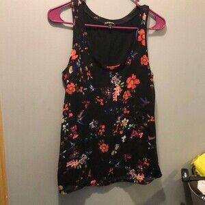 Express tank top blouse sheer floral front size small